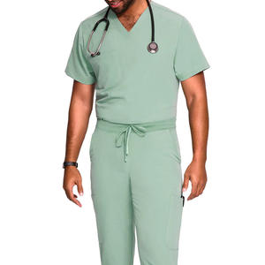 Men's Hospital <b>Doctor</b> Scrub Suits Nursing Surgical Scrub Uniforms <b>Sets</b> with Knitted Fabric for Men Comfortable Breathable - Product Image 5