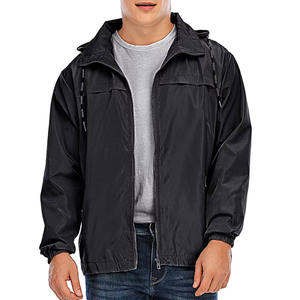 2026 Men's High Quality Polyester Fabric Waterproof Jackets Custom Logo Long Sleeve Hooded Collar Zip Up Windbreaker Jackets - Product Image 5