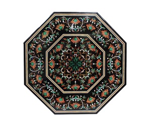 Mesa de comedor con incrustaciones de mármol hecha a mano, mesa de centro con incrustaciones de mármol blanco, mesa de mármol pietra dura, mesa de mármol de lujo hecha a mano con incrustaciones. - Product Image 2