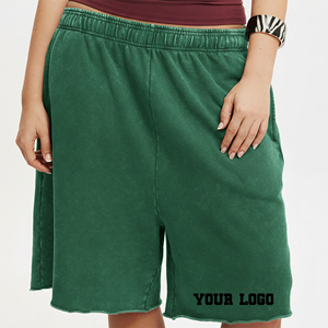 High Quality 100% Cotton Women's Vintage Shorts Custom Silk Screen Logo Printed Breathable 300gsm Eco-Friendly Quick Dry Button - Product Image 1