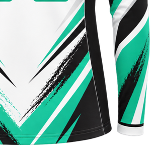 Veste de sport à col zippé vert menthe, noir et blanc, à manches longues, pour l'entraînement athlétique, la course à pied, les entraînements d'équipe et les performances sportives - Product Image 6