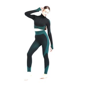 INDEX Women's 2-Piece Yoga Set Scoop Neck Racerback <b>Crop</b> Top High Waist <b>Leggings</b> Solid Gray Breathable Spandex Polyester - Product Image 2