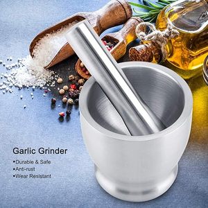 Stainless Steel Mortar and Pestle Set Heavy Duty Spice <b>Grinder</b> <b>Herb</b> Crusher Kitchen Masher Garlic Grinding Bowl - Product Image 3