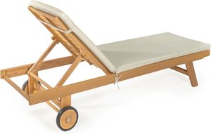 Chaise longue en teck avec coussin, lit de repos extérieur au bord de la piscine, design contemporain pour villa, hôtel, mobilier de resort - Product Image 3