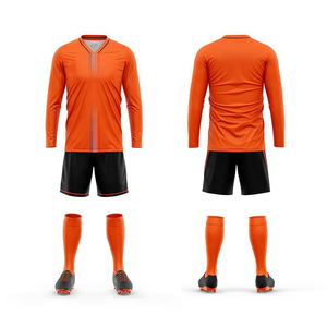 Conjunto de Uniforme de Fútbol Unisex, Estampado de Camuflaje Naranja, Jersey con Impresión Digital, Manga Larga, Transpirable, Poliéster, Adulto, Fusión sin Costuras - Product Image 2