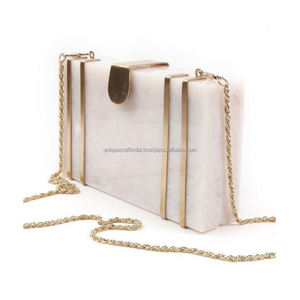 Latest White Resin Waterproof Casting Jewelry <b>Box</b> with Crystal <b>Floral</b> Design Gold Top Lock Handmade Designer Women Party Wedding - Product Image 2