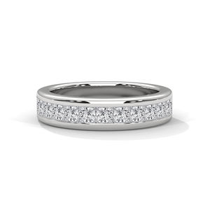 Anillo de Eternidad de Plata de Ley con Diamantes Creados en Laboratorio con Corte Esmeralda, Joyería Fina Apilable - Product Image 1