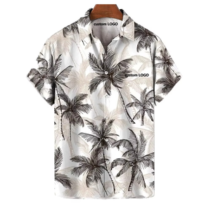 Vêtements de plage hawaïens OEM, chemise pour homme personnalisée, teinte en pièce, impression par sublimation, polyester, polos d'été pour homme, style hawaïen - Product Image 5