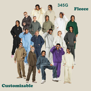 Ensemble survêtement unisexe bleu ciel personnalisé, sweat à capuche oversize et pantalon de jogging en molleton de coton à coupe décontractée et jambe large, style streetwear - Product Image 2