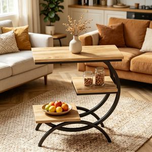 Tavolino Rustico da Salotto con Piedini Regolabili per Comfort ed Eleganza - Product Image 6