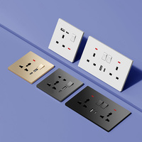 Prise murale multifonction universelle TEP L8 à 5 broches avec 2 ports USB et chargeur 20A, adaptateur de prise internationale