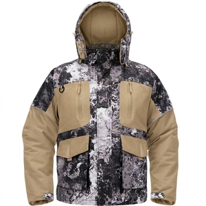 Veste de pêche pour homme en polyester imperméable à imprimé camouflage avec capuche et fermeture éclair - Product Image 3