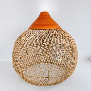 Wholesale Terracotta <b>Orange</b> Top Rattan <b>Lampshade</b> Pumpkin Teardrop Pendant Light Shade Handwoven Wicker Hanging Ceiling Fixture - Product Image 5