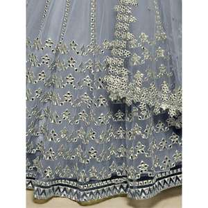 Excellent Grey Foil Work <b>Net</b> Wedding Wear Lehenga Choli With <b>Dupatta</b> - Product Image 2