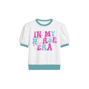 เสื้อสเวตเชิ้ตแขนสั้นสีขาว ปักเลื่อมแบบกำหนดเอง คอกลม ผ้าฝ้าย ระบายอากาศได้ดี สวมใส่สบาย เหมาะสำหรับฤดูร้อน - Product Image 2