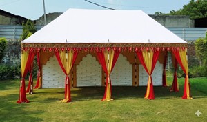 Structure de tente de réception Heena pour la décoration de mariage, style royal arabe, décoration de chapiteau pour événements, dernière tendance en tentes de mariage bleues et blanches - Product Image 3