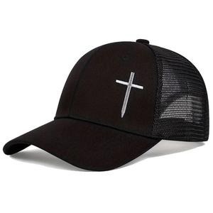 Gorras de béisbol unisex con bordado de cruz, estilo hip hop, ajustables para exteriores, para las cuatro estaciones, sombrero casual con protección solar, 100% común - Product Image 4
