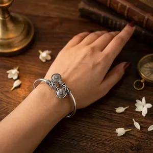 925 <b>Sterling</b> <b>Silver</b> Trendy Flexible <b>Bangle</b> <b>Bracelet</b> for Women and Girls 17gm 92.5% <b>Silver</b> Oxidised <b>Silver</b> Tone - Product Image 2