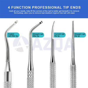 Professional Reusable Stainless Steel Double Ended <b>Nail</b> Lifter & <b>File</b> Set with Angled Straight Tips for Manicure & Pedicure Care - Product Image 4