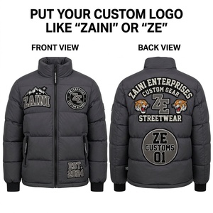 Premium 500 GSM Waterproof Windproof Hooded Polyester Puffer Jacket Charcoal <b>Black</b> Quilted Panels Winter <b>Coat</b> Camouflage Pattern - Product Image 1