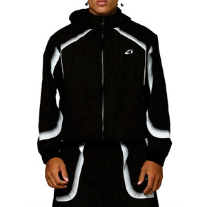 Custom <b>Black</b> Reflective <b>Windbreaker</b> Color Changing Waterproof Water Reactive Hiking <b>Windbreaker</b> jacket for men OEM Supplier USA - Product Image 1