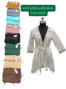 Robe courte mini en coton et chanvre 100% vintage hippie pour filles, taille unique, élégante, imprimée, style bohème chic, vente en gros - Product Image 1
