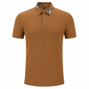 Camiseta Polo de Cuello Alto de Primera Calidad 100% Algodón para Hombre, Suave, Transpirable, Cómoda, Corte Elegante, Manga Corta - Product Image 1