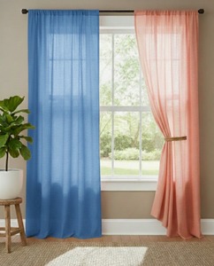 2 Panel Combo Rod Pocket <b>Bohemian</b> Style Pure Cotton Rope Fabric High Shading Window/Door <b>Curtains</b> for Home Office Hospital Cafe - Product Image 1