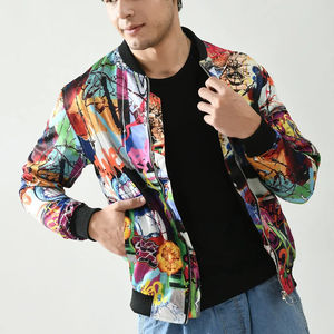 Chaquetas Bomber de Satén de Seda de Alta Calidad para Hombre y Mujer, con Cierre Rojo Personalizado, Cuello Alto Delgado, Resistentes al Viento, para Invierno, al por Mayor - Product Image 1