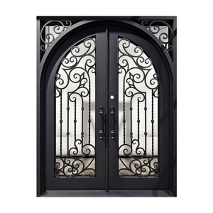 Royal Luxury Hand-forged Iron Entry Doors Rust-Resistant Easy to Assemble Featuring Arched Design Decorative Patterned <b>Frame</b> - Product Image 1