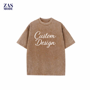 Camisetas de Punto Casuales para Hombre, Corte Regular, Estilo Vintage, Lavado Desgastado, Primavera-Verano 2026, 100% Algodón, Personaliza tu Propio Logotipo - Product Image 1