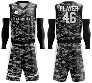 Uniformes de basketball réversibles OEM haut de gamme en gros, 100 % polyester, durables, avec impression par transfert thermique, respirants et anti-humidité - Product Image 3
