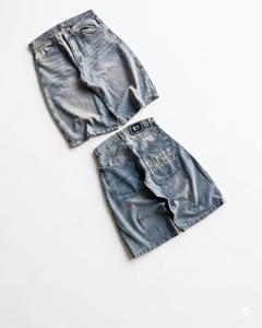Shorts en jean baggy personnalisés pour hommes, style Y2K streetwear, délavés à l'acide, coupe ample, hip-hop, jorts à jambe large, OEM ODM, haute qualité - Product Image 4