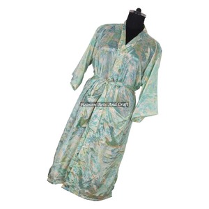 Vestido Largo de Seda para Damas de Honor, Estilo Indio Vintage Bohemio, para Invierno y Otoño, Tipo Kimono - Product Image 1
