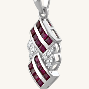 Colgante de rubí y diamante en plata de ley 92.5 KLSP-50395 - Product Image 1