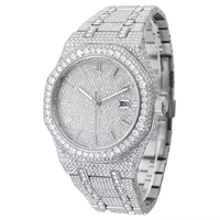 Reloj de Lujo para Hombre, Estilo Hip Hop, con Incrustaciones de Moissanita, Caja Cuadrada de Acero Inoxidable de 46 mm, Esfera de Cristal Analógica, Movimiento Mecánico, Correa de 20 mm, 10