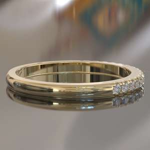 Anillo de boda redondo de media eternidad, banda de boda de oro macizo para mujer, realzador de anillo, anillo de boda, media eternidad de moissanita a juego - Product Image 3