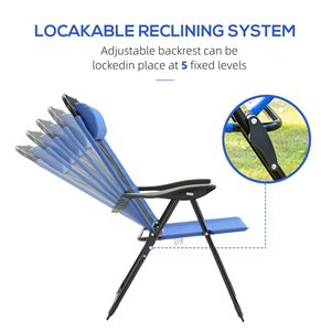 Set di 2 Sedie a Sdraio Pieghevoli Blu Regolabili, Chaise Longue da Patio in Alluminio e Rattan PE con Schienale in Ferro, Arredo da Esterno - Product Image 5