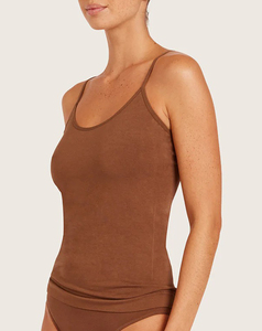 Camisetas sin mangas de jersey con cuello en U para mujer, color marrón, de primera calidad, transpirables, de secado rápido, color sólido, diseño personalizado en la parte delantera, precio económico, MOQ bajo - Product Image 2
