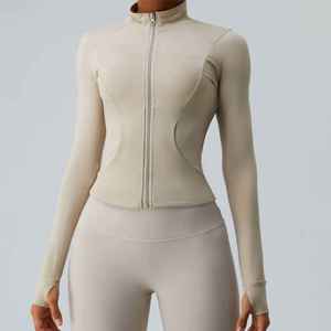 Women's Slim Fit Gym Fitness <b>Workout</b> Cropped Tops Long Sleeve Yoga Coat Zipper Design Sports Wear Running Yoga <b>Jacket</b> for Women - Product Image 4