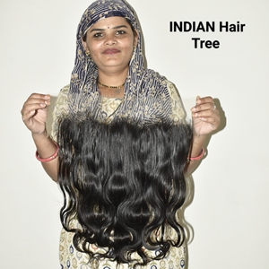 Cabello humano indio sin químicos, frontal HD, ondulado, con doble trama, sedoso, de onda profunda, de aspecto natural, precio al por mayor. - Product Image 4