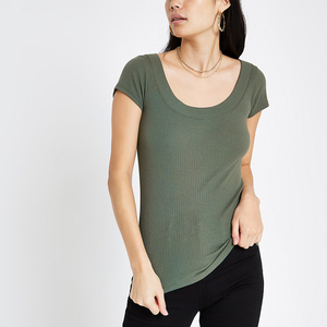 Nueva Camiseta Casual de Verano para Mujer con Cuello en V, Transpirable, 100% Algodón, Anti-Pilling, Manga Corta, Ajustada, Elástica y Lisa - Product Image 6