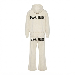 Conjunto de Sudadera con Capucha Extra Grande y Pantalones Deportivos Anchos para Mujer, de Algodón y Felpa, Ropa Deportiva Casual, OEM ODM - Product Image 3