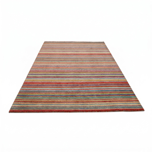 Alfombra de área gruesa, ecológica, antideslizante, de lana, con rayas horizontales multicolor personalizadas, para sala de estar, hotel, villa - Product Image 2