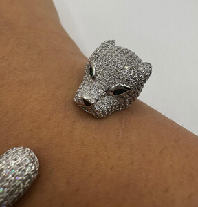 Bague Panthère en Argent Moissanite, Bijou Animal Sertie de Pierres, Luxe Hip Hop, Pour Hommes et Femmes, Cadeau Tendance - Product Image 4