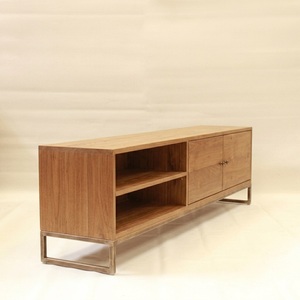 Minimalist Solid <b>Teak</b> Wood Living Room Cabinet with 2 <b>Shelves</b> and Flat Panel Doors Modern Storage Furniture Model CAB09 - Product Image 1