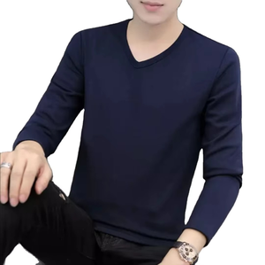 เสื้อยืดแขนยาวคุณภาพสูง 260 กรัม เนื้อผ้านุ่ม สวมใส่สบาย ทรงปกติ คอวี ผ้าฝ้าย 100% สำหรับผู้ชาย - Product Image 6