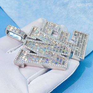 Colgante de Letra Personalizada para Hombre, Chapado en Oro de Lujo, Estilo Hip Hop, con Moissanita VVS de Corte Brillante en Plata de Ley 925, Certificado GCI IDGL - Product Image 2