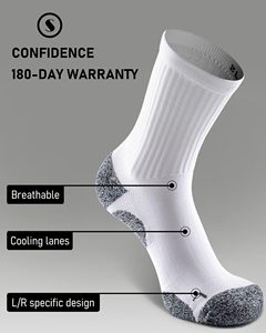 Chaussettes de sport montantes personnalisées pour hommes, en coton tricoté 100%, résistantes à la transpiration, pour l'entraînement, imprimées, blanc et noir, collection automne - Product Image 3