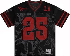 เสื้อฟุตบอลตาข่ายผู้ชาย คอวี แขนสั้น ปรับแต่งได้ตามทีม/แบรนด์ พิมพ์ลายผีเสื้อ ทรงหลวม น้ำหนัก 320 กรัม ชุดกีฬา - Product Image 1
